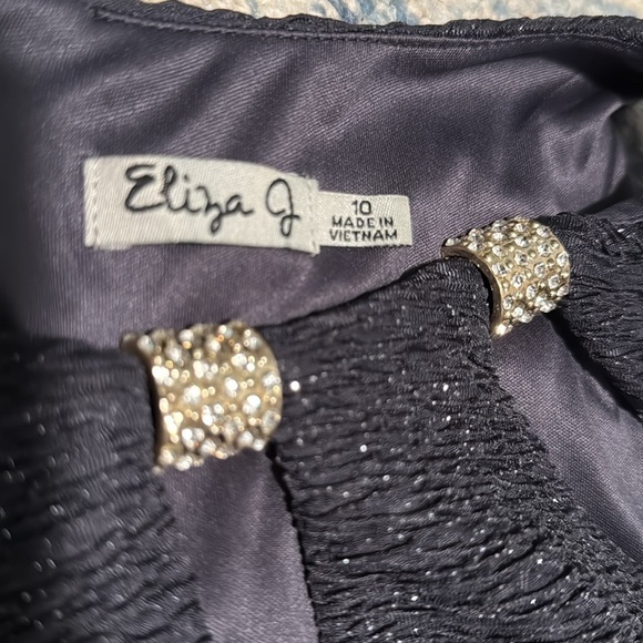 Eliza J Gray Glitter Knit Cocktail Sheath Dress Sparkle Jeweled Collar Size 10 - Picture 5 of 5